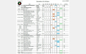 Calendrier des compétitions 2025-2026. (v14/02)