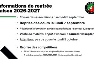 Informations de rentrée.