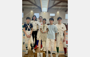 Arthur Chevalerias, Noémie Reocreux (Coach), Clément Roux, Foucault de Saint André, Timothée Maes et Loucian Lancial au critérium de Chabeuil 2025.