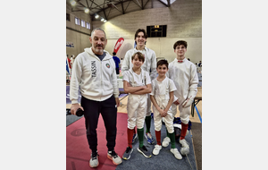 Guillaume Gillet (Coach), équipe M17 : Théolan Vildrac & Antoine Marseille et l'équipe M13 : Pierre Wiatr & Foucauld de Saint André - Duel en Duo - Bron 2026.
