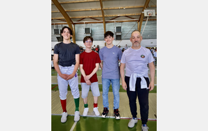 Théolan Vildrac, Antoine Marseille, Loucian Lancial et Guillaume Gillet (Coach) - Corbas - Chpt France M17 - 2026.