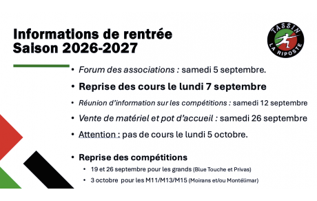 Informations de rentrée.