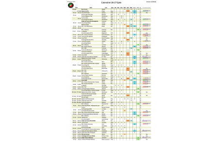 Calendrier des compétitions 2026-2027. (v23/09)