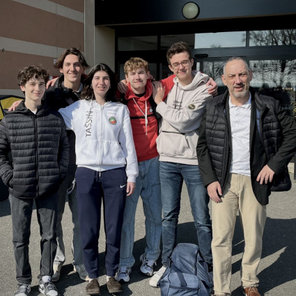 Antoine Marseille, Théolan Vildracn Noémie Reocreux (Coach), Louis Charmentant, Maël Bernard et Guillaume Gillet (Arbitre) - Laon, EN 4 M17 - 2025.