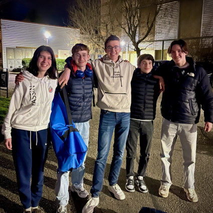 Noémie Reocreux, Louis Charmetant, Maël Bernard Antoine Marseille, et Théolan Vildrac - Retoru à la maison après l'EN4 de Laon.