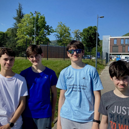 Timothée, Loucian, Ethan et Arthur au stage régional de Voiron pour la préparation à la fête des jeunes - 2025.