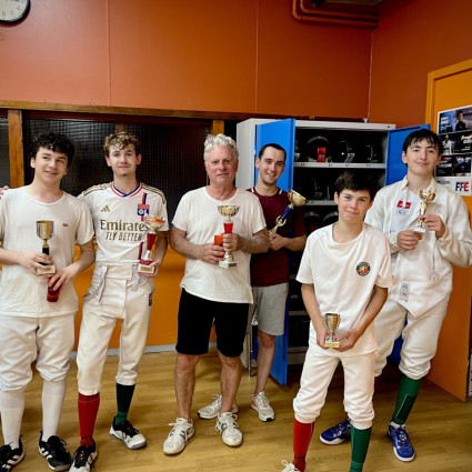 Le podium du tournoi de fin d'année : 1er (Antoine Gillet et Mario Perez), 2eme (Louis Charmetant et Mathieu Dufaur) et 3eme Ethan Broggini et Arthur Chevalerias). 2025.