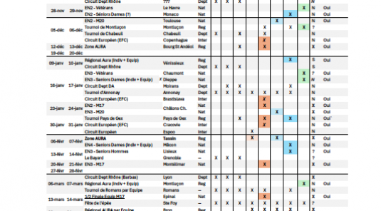Calendrier des compétitions 2026-2027. (v21/07)