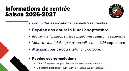Informations de rentrée.