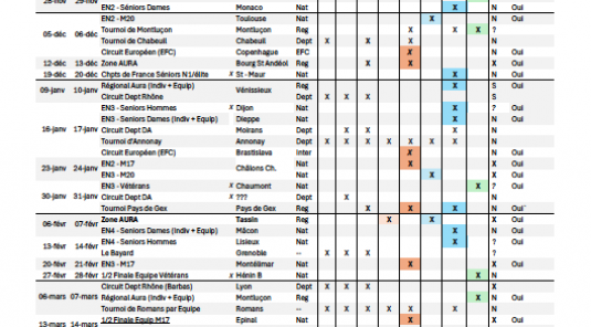 Calendrier des compétitions 2026-2027. (v30/08)