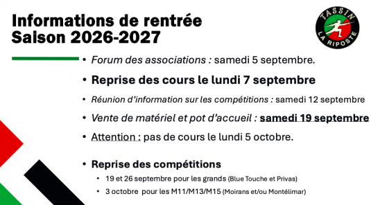 Informations de rentrée.